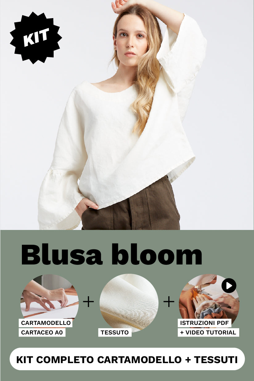 KIT Blusa Bloom:  Cartamodello Cartaceo + Tessuto