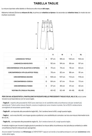 Tabella Misure L Taglia Pantaloni Pantaloni Relaxed Fit Con