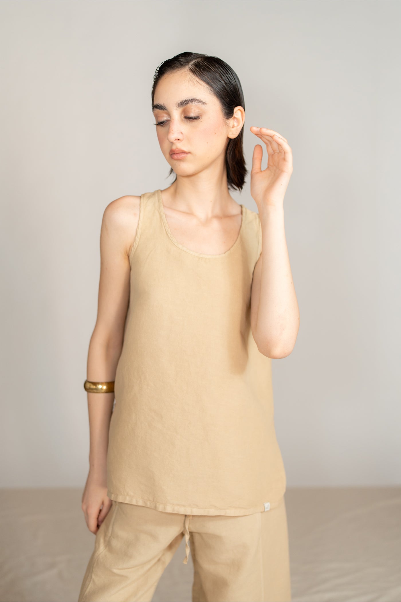 TOP02 - Top Tessa in Canapa Cotone Miele - Tg. S
