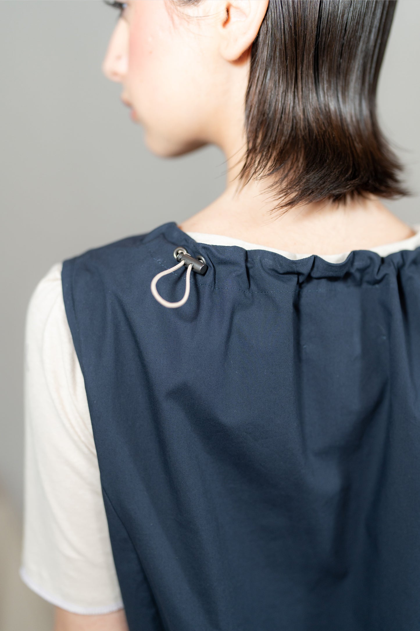 Vestito Dalia in cotone biologico con regolatori - Blu navy