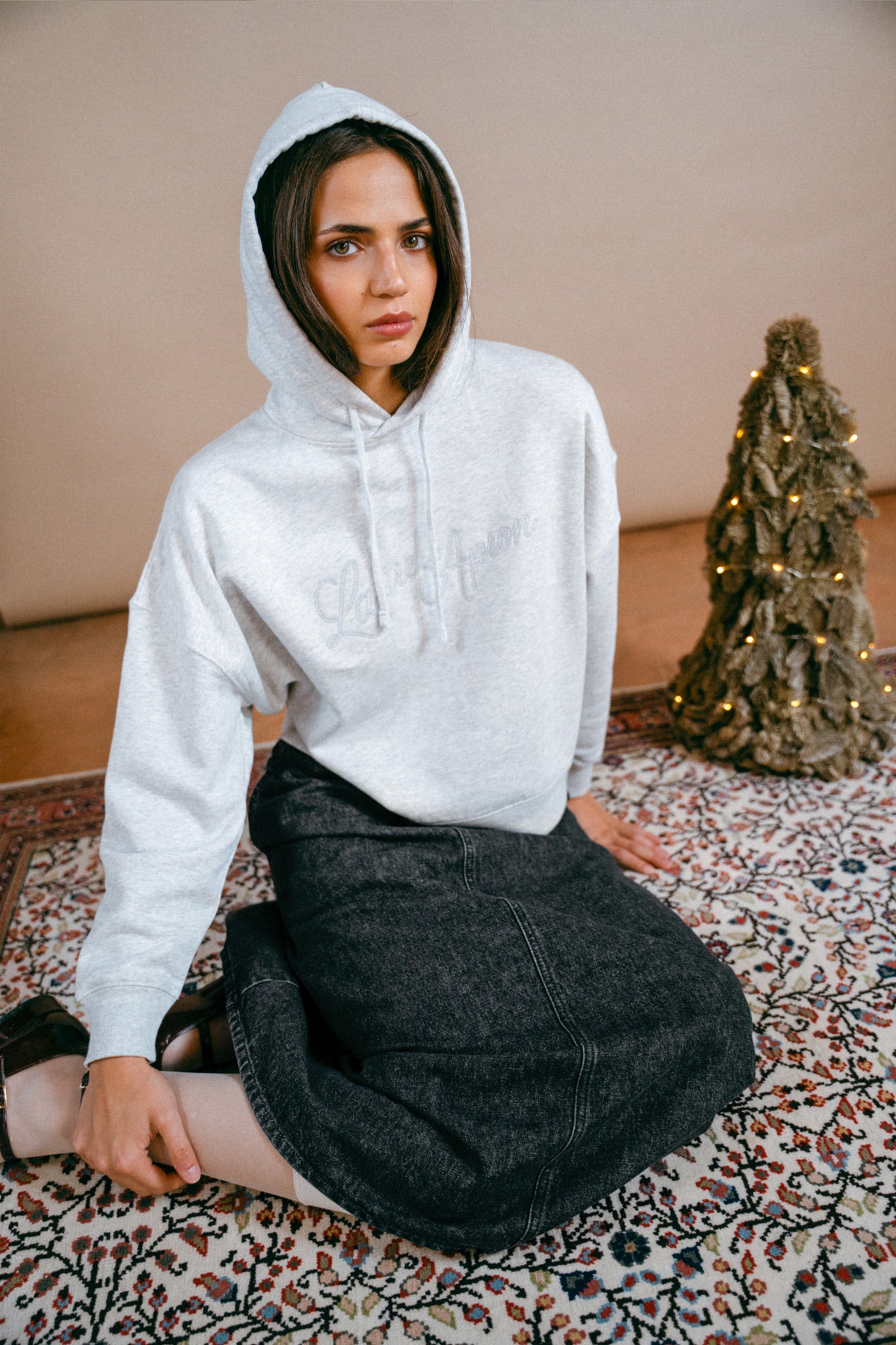 Kapuzenpullover – grau meliert