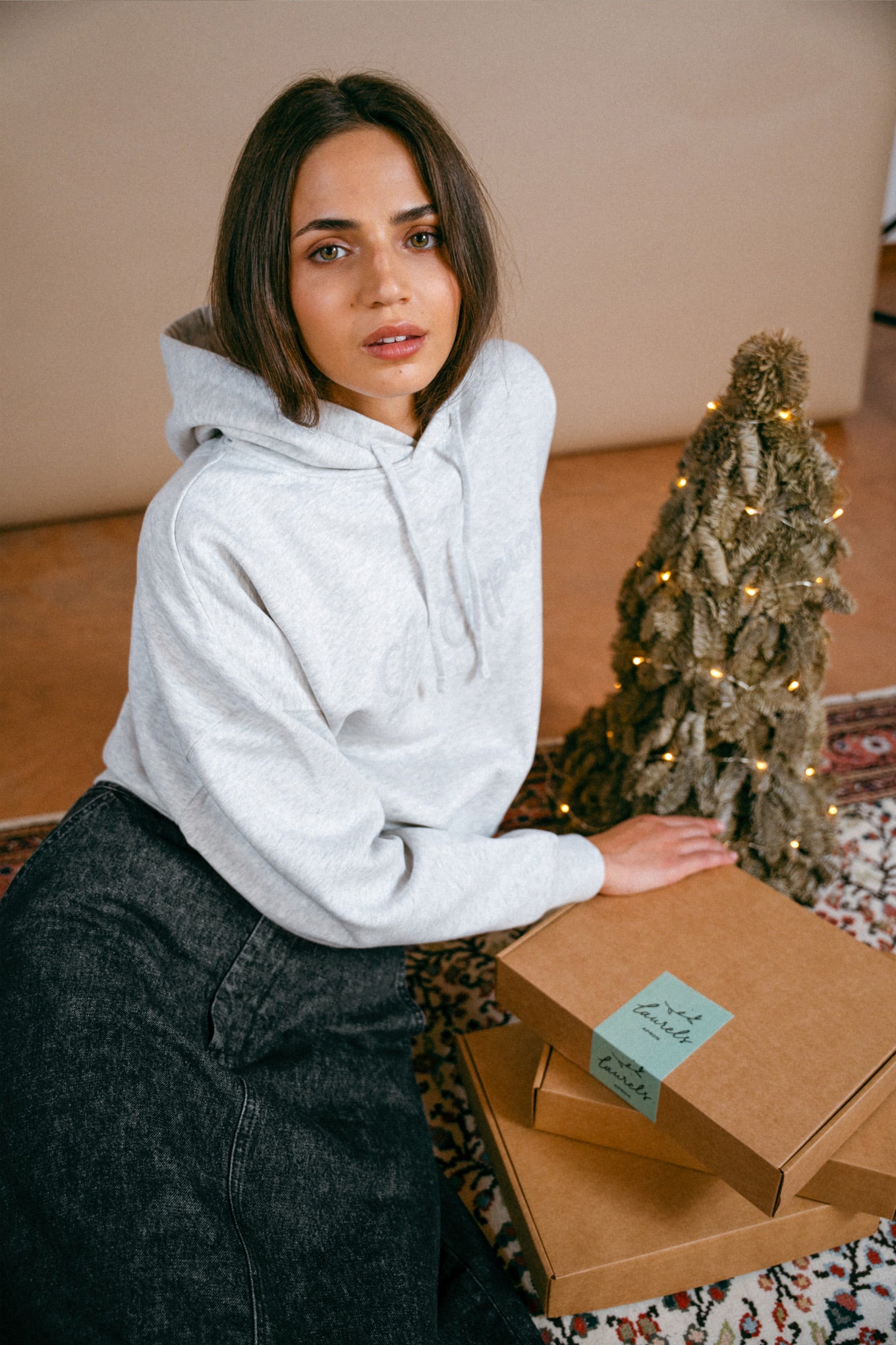 Kapuzenpullover – grau meliert