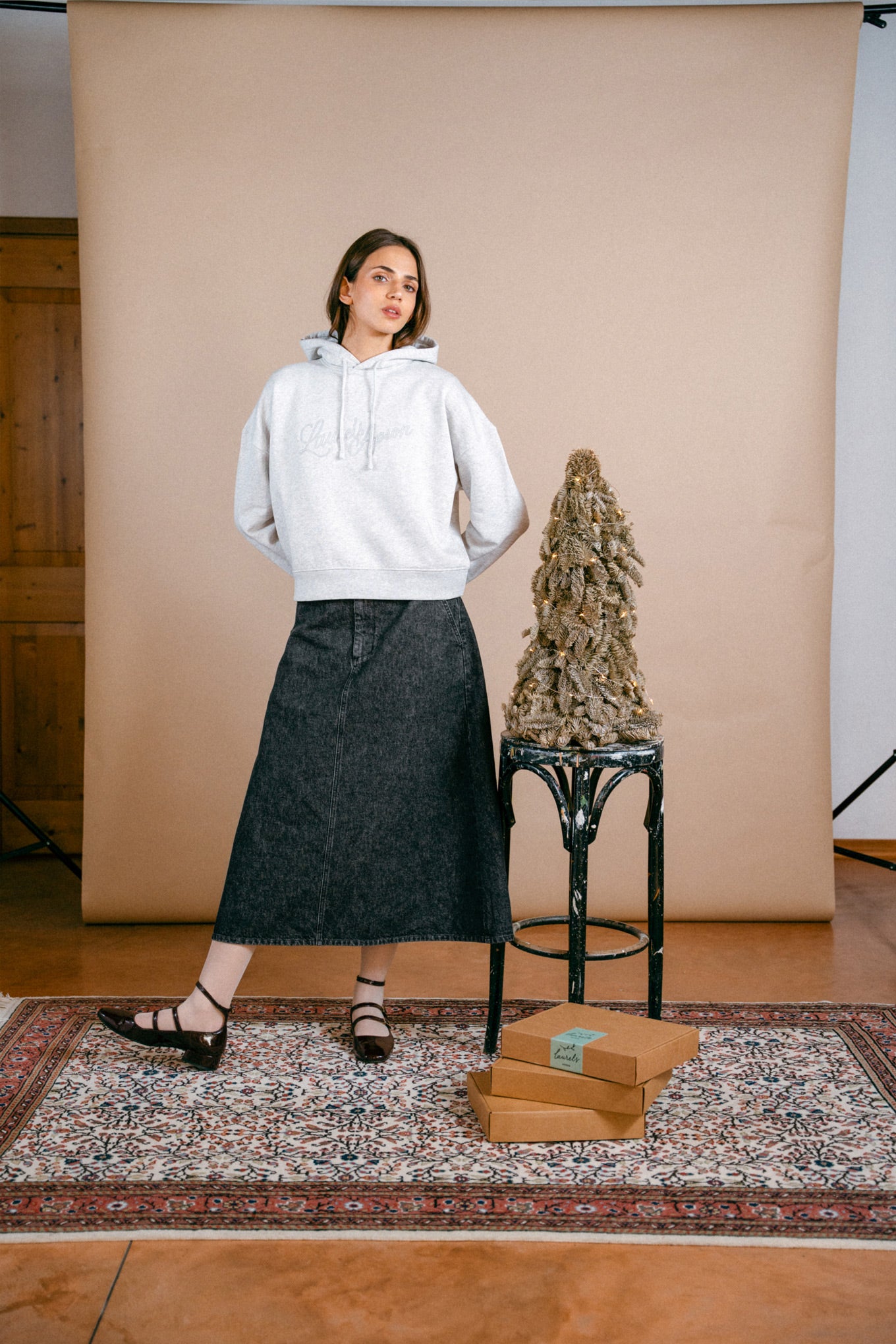 Kapuzenpullover – grau meliert